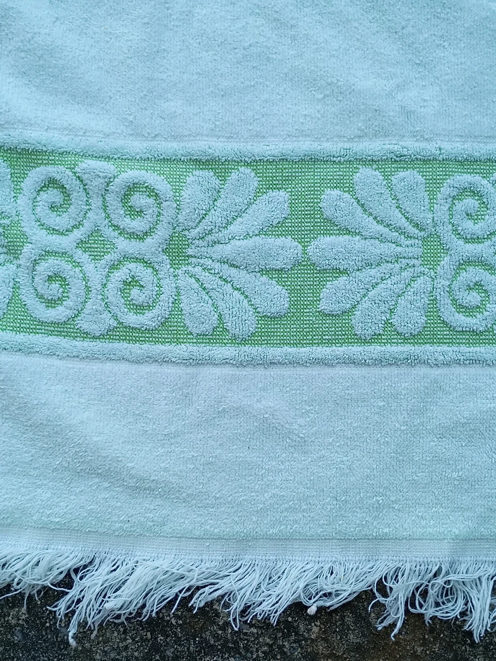 Vtg Cannon Monticello Towel Lime Green Sculptured Floral Washcloth Bath Towel